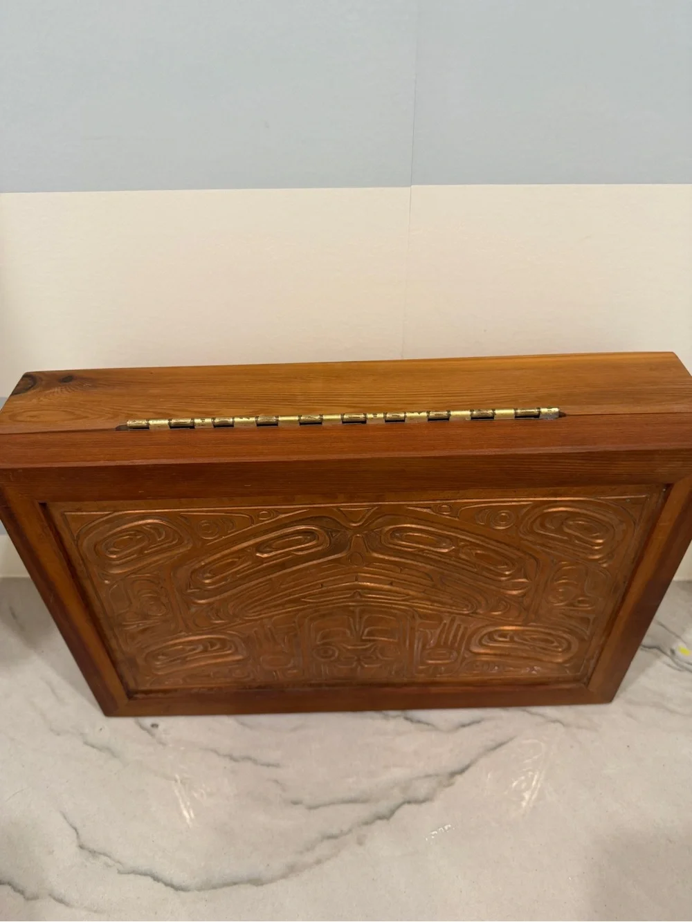 Large 1997 Joseph Paul Illg Copper Relief Art Panel Raven Whale Keepsake Box - Picture 10 of 15